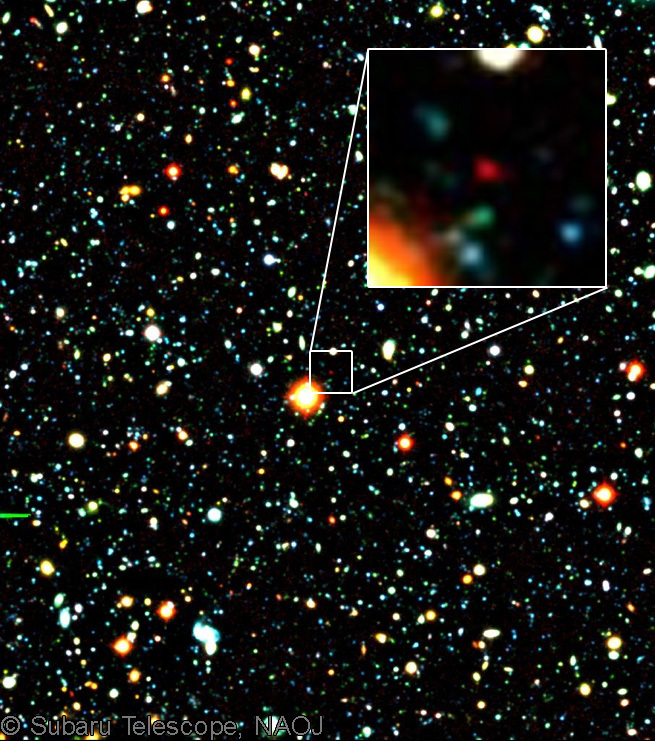 Galaxy at distance of 13.1 billion light years, detected by the Subaru Telescope 