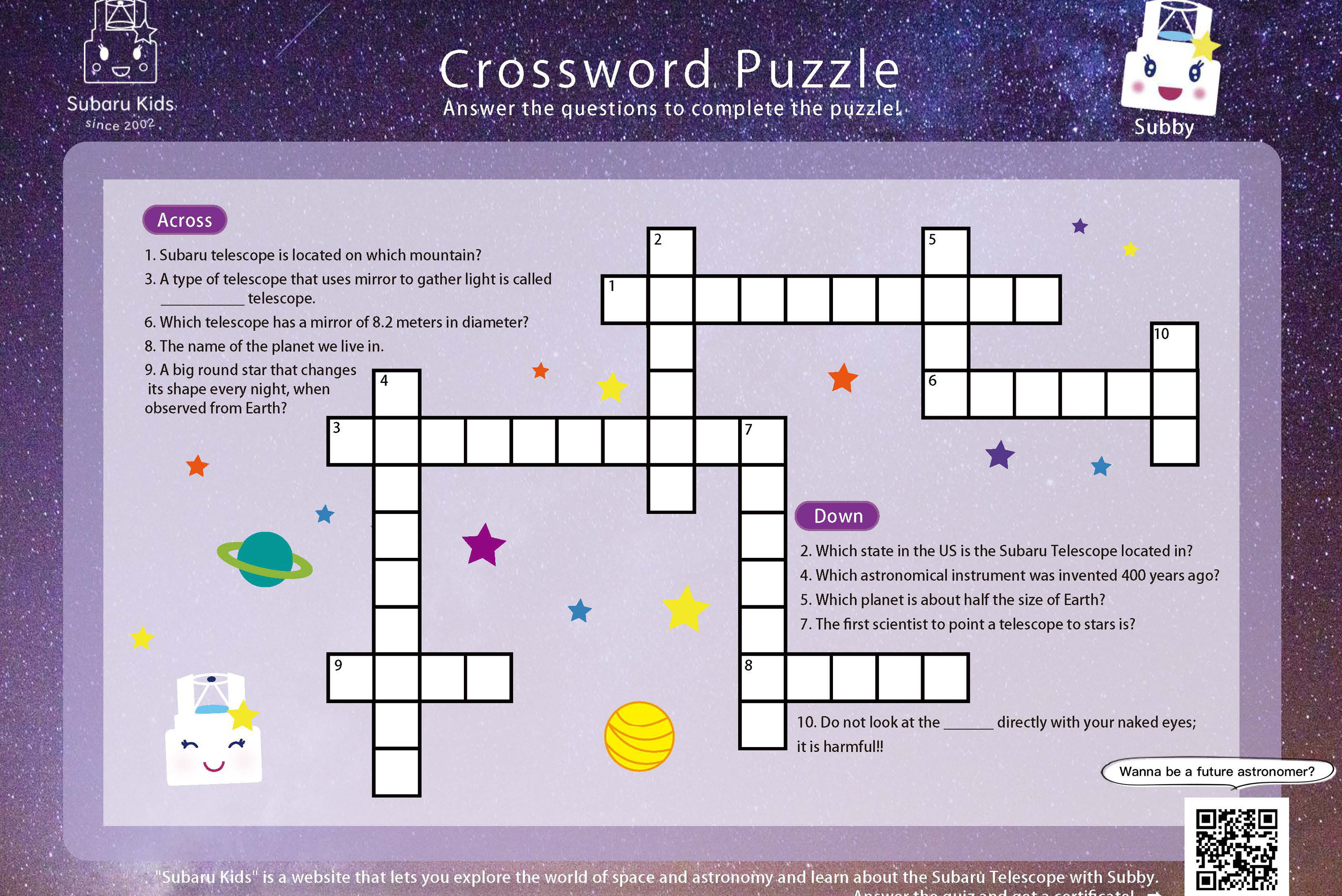 Subaru Telescope Crossword