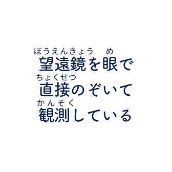 望遠鏡を眼で直接のぞいて観測している