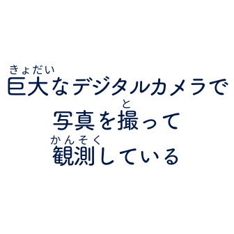 巨大なデジタルカメラで写真を撮って観測している