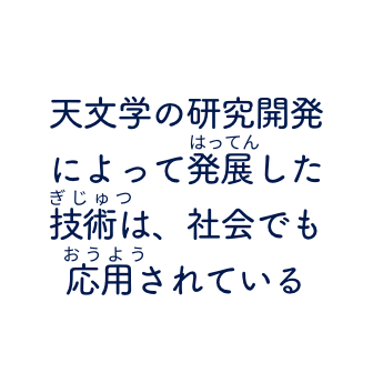 天文学の研究開発によって発展した技術は、社会でも応用されている