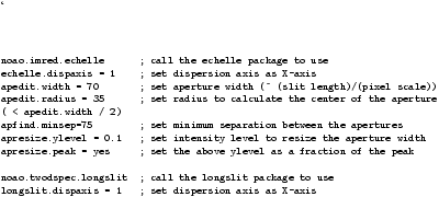 \begin{figure}
\lq
\begin{alltt}
\relax{}
 {\footnotesize
 noao.imred.ec...
... 1 ; set dispersion axis as X-axis
 }
 \relax \end{alltt}
\end{figure}