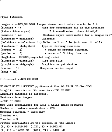 \begin{figure}
\lq
\begin{alltt}
\relax{}
 {\footnotesize
 >lpar fitcoor...
... = 14620.88 (1024, 71) = 14991.41
 }
 \relax \end{alltt}
\end{figure}